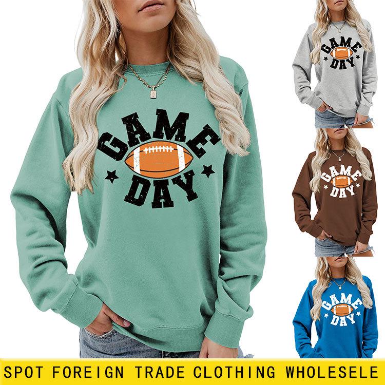 Colorful Football Letter Crewneck Sweatshirt - Game Day Long Sleeve Casual Wear