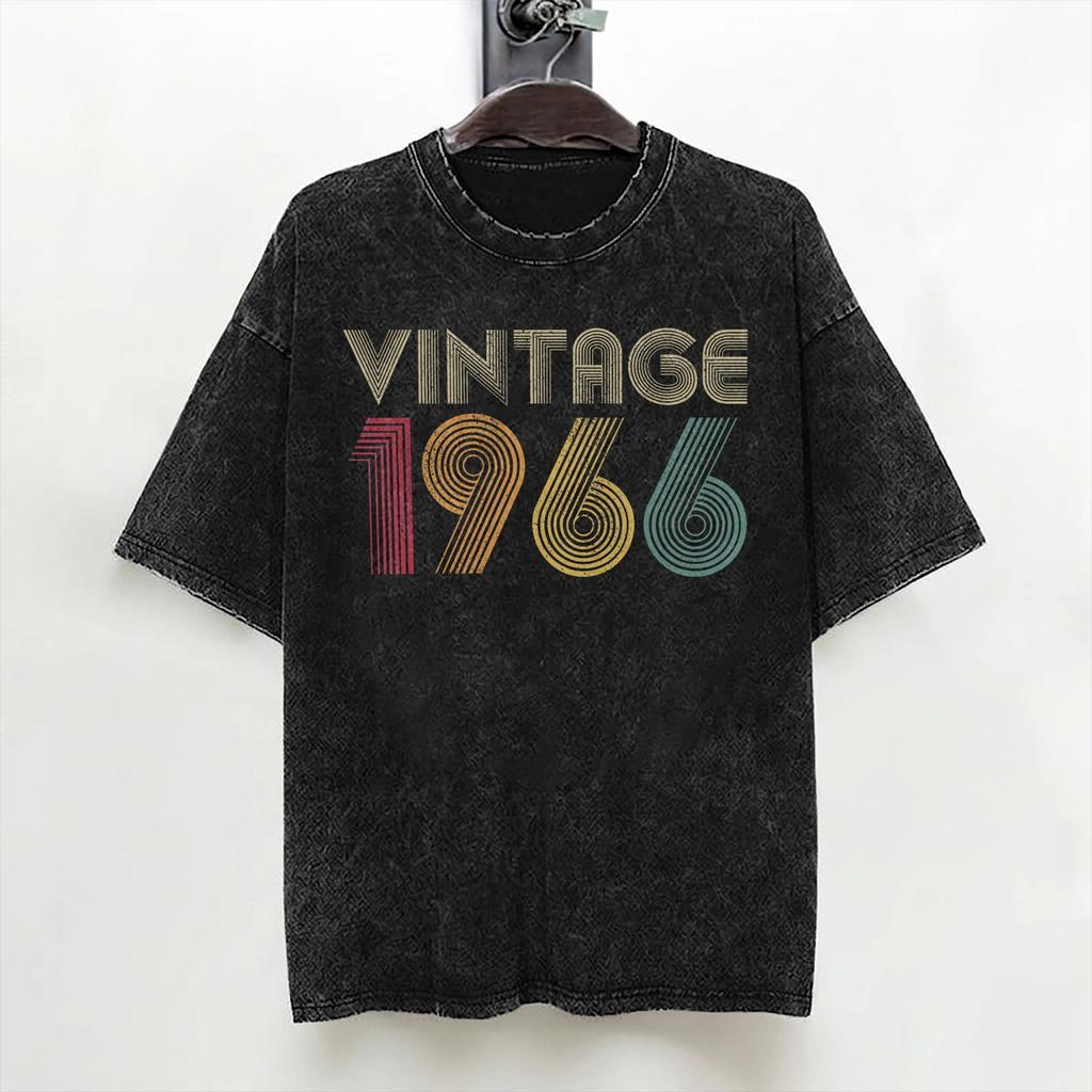 1966 60th Birthday 60 Years Old T Shirts Washed Short Sleeve Oversize TShirt Vintage Men Women Streetwear Summer Tops Tees