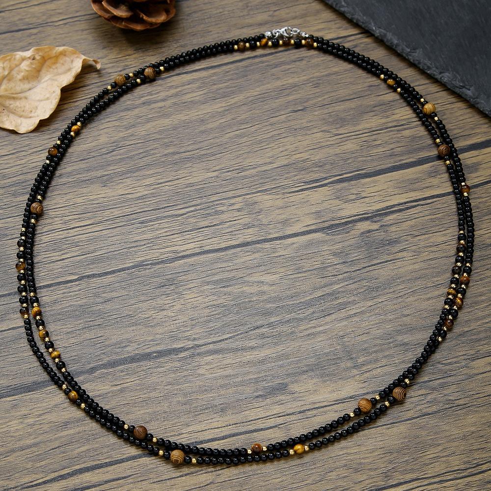 Black Agate Ethnic Style Necklace Male Surfer Man Gift Tibetan Beaded Necklace Retro Necklace