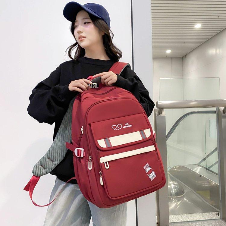 Schoolbag New Large Capacity Lightweight Burden Reduction Retro Versatile High Value School Bag Junior High School Student College Student Backpack