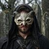 Gothic Cosplay Mask Halloween Ram Horn Demon Mask, Horror Devil Half Face Lightweight Masquerade for Costume Party Vintage