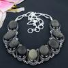 Silver Sheen Obsidian Gemstone 925 Sterling Silver Jewelry Necklace 18" KG-1655