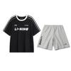 Li-Ning American Letter Casual Short Sleeve Elastic Waist Solid Color Shorts Sports Suit Unisex Suit YHSV367-2+YKSV131-1