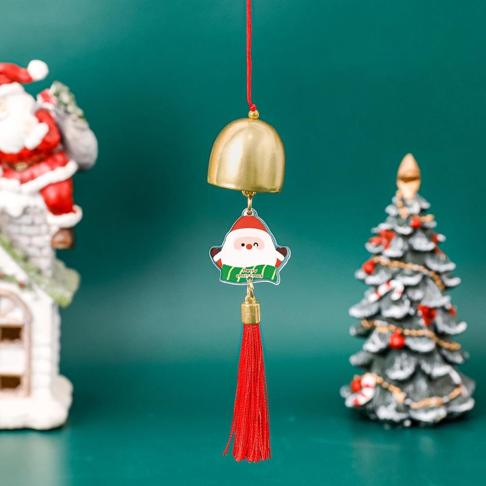New Acrylic Christmas Bell Iron Portable Tassel Pendant Wind Chime 38mm
