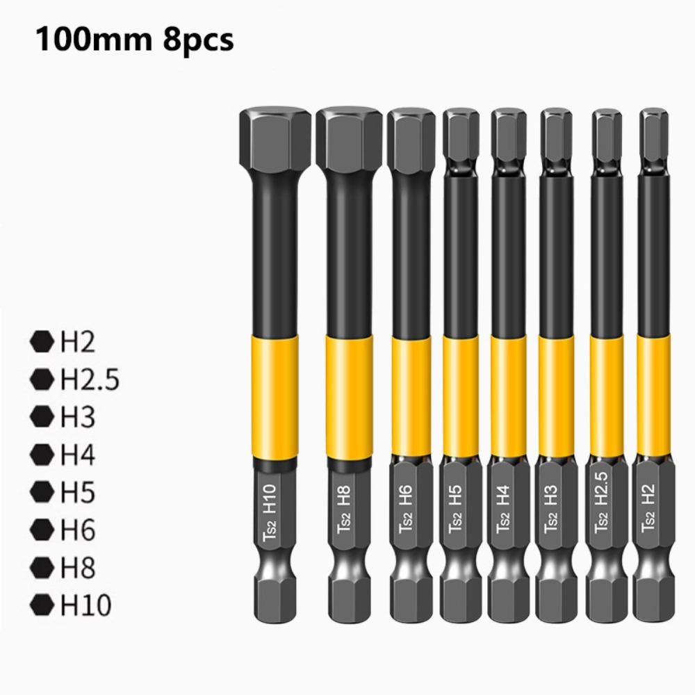 S2 Steel Internal Hex Bit High Hardness Magnetic Screwdriver Bit for Pneumatic Screwdriver