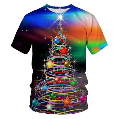 T-shirt per uomo e donna con grafica natalizia di moda di Capodanno, stampa casual, T-shirt per bambini, personalità, girocollo, manica corta