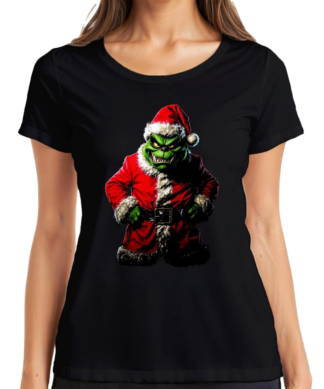 Grinch Böser Weihnachtsmann Santa Weihnachten Horror Gruselig Damen T-Shirt XXXL
