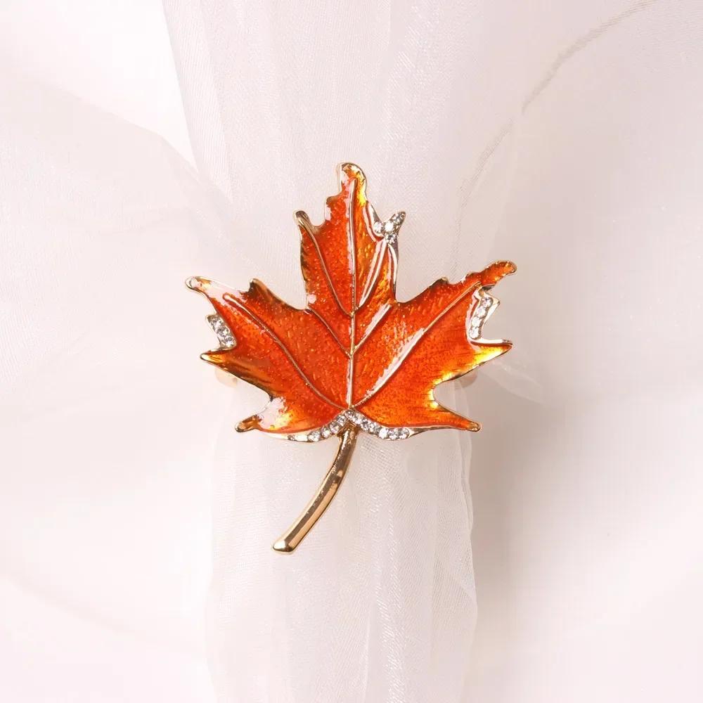 Autumn Maple Leaf Napkin Ring Thanksgiving Halloween Easter Restaurant Wedding Table Decoration Holiday Gift