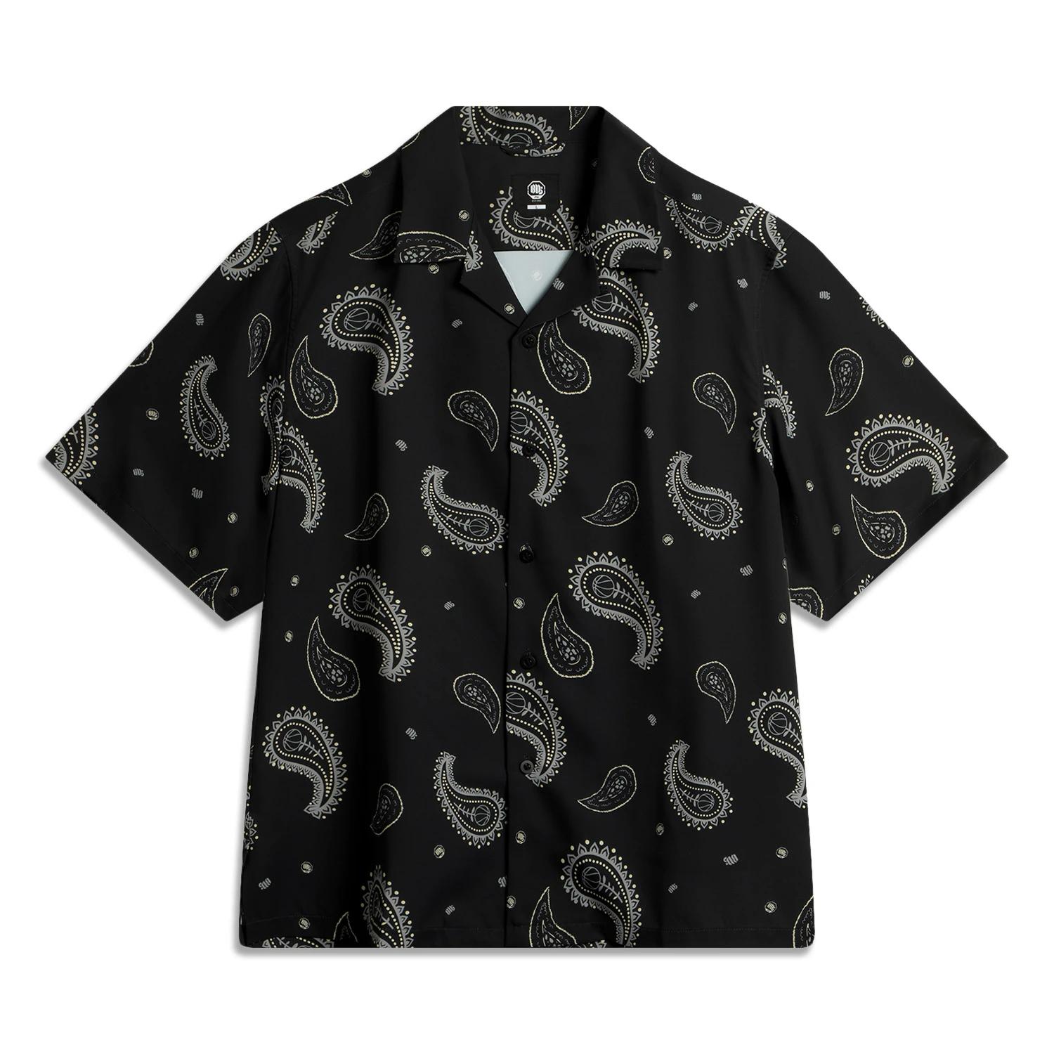 

Li Ning Баскетбольная Серия Bad Five Принт по Всей Поверхности Пуговицы Мягкая Дышащая Универсальная Свободная Футболка с Коротким Рукавом Мужская рубашка ASHV005-2 M