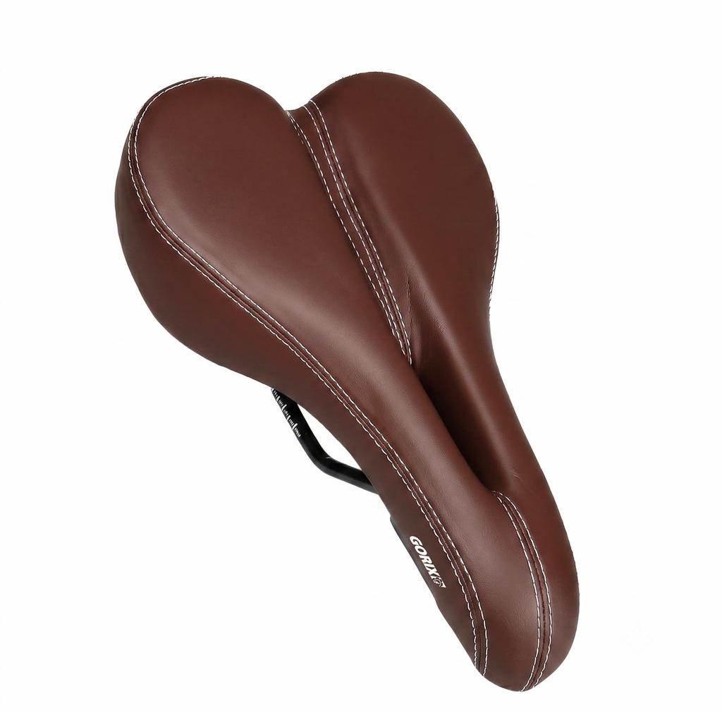 GORIX Bicycle Saddle Suitable for Road Cross Long Mini and Other Bicycles Shock and Pain Relief Sports Saddle Brown -