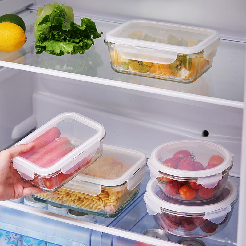 Longshida Borosilicate Glass Bento Box with Compartments – Airtight and Fresh-Keeping for Meals and Fruit.