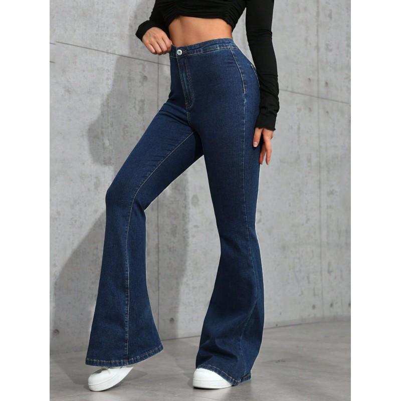 High Waist Stretchy Flared Jeans Women - Ultra Comfortable Wide Leg Denim Pants With Rise Fit