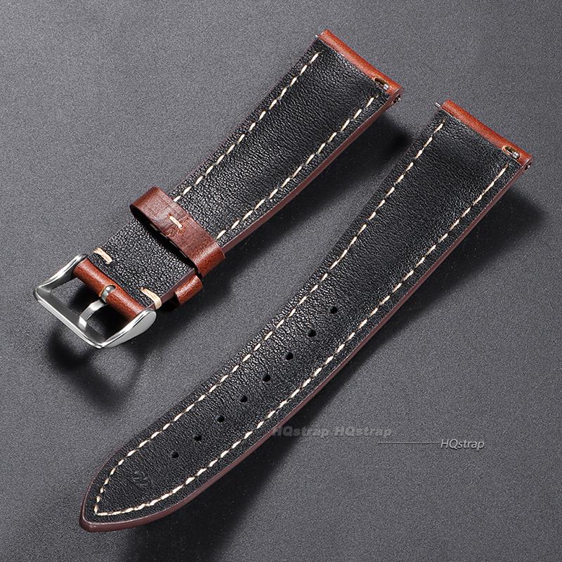 Calfskin Leather Watchband Quick Release Watch Band Wrist Strap with Silver Stainless Steel Buckle 18mm 19mm 20mm 21mm 22mm Belt