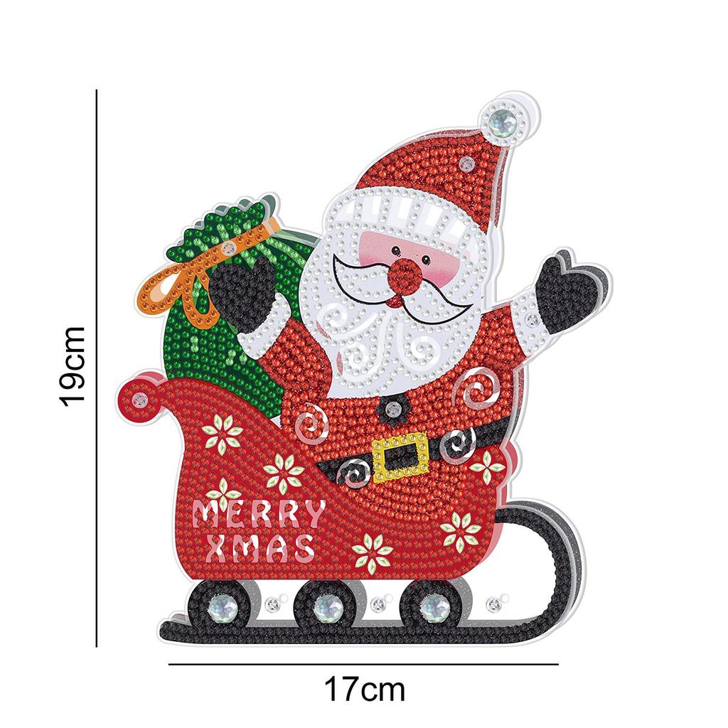 Spesialformet diamantbroderi Snømann 5D DIY Diamantmaling LED-lys Julenissen Diamond Mosaic Julegave