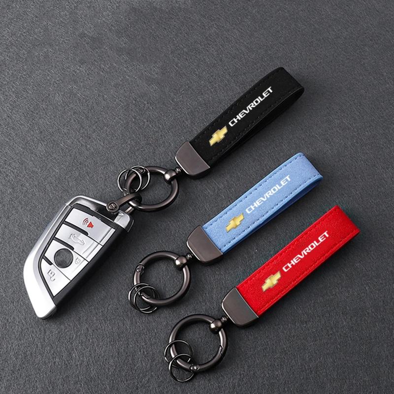 Anti-lost Metal Keychain Buckle Suede Leather Car Styling Keychain For Chevrolet Colorado Cruze Spark Captiva Malibu Trax