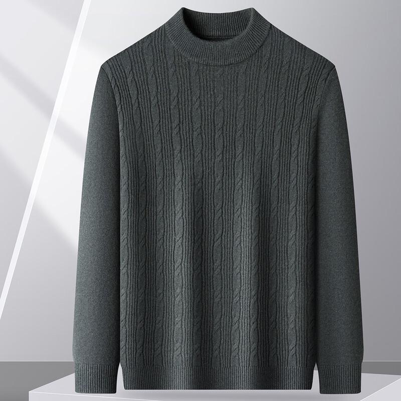 FAPAI Men's 100% Lambswool Thick Crew Neck Sweater