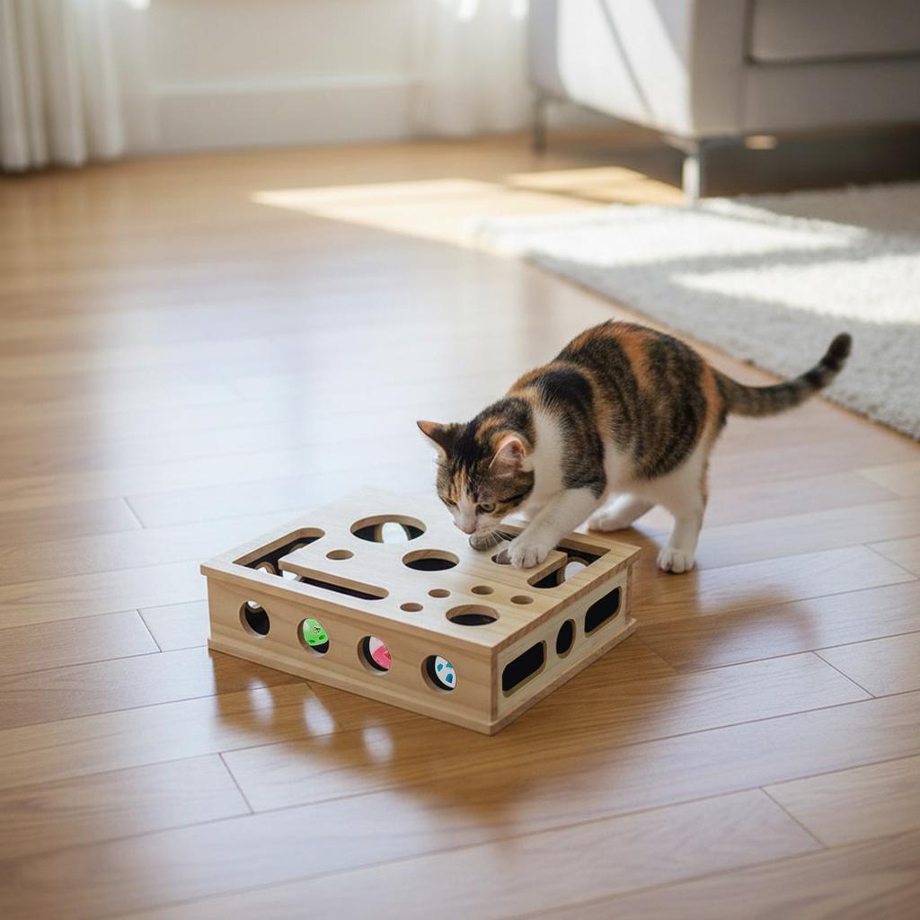 Cat Puzzle Toy Felt Box For Indoor Cats Exercise With Ball Sports Entertainment Hunting Fun Play Toy Boosts Activity