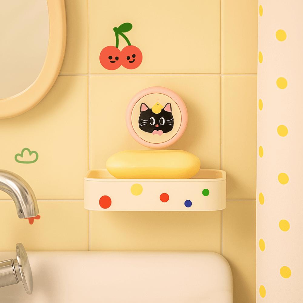 Quick Drain Wall Mounted Soap Storage Box Cartoon Soap Rack Drain Box Suction Cup Soap Box  Shower
