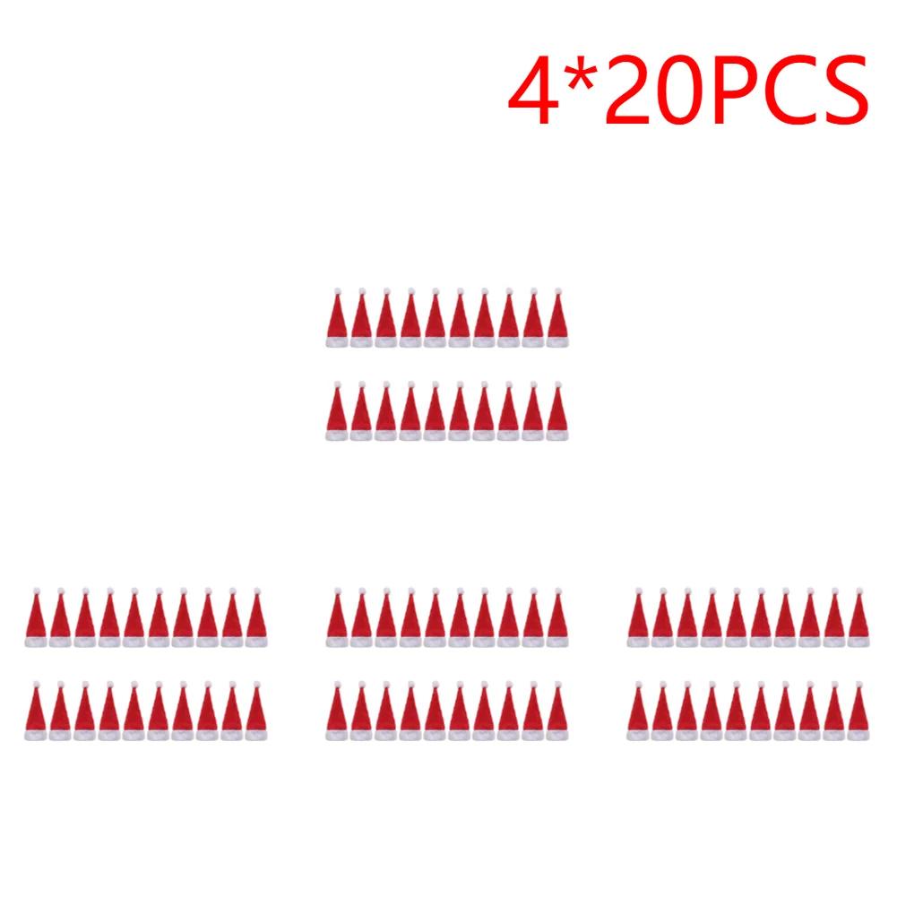 Mini Christmas Hats Christmas Candy Cover Xmas Lollipop Hats Cute Lollipop Cap Children Gift  New Year Christmas Decorations