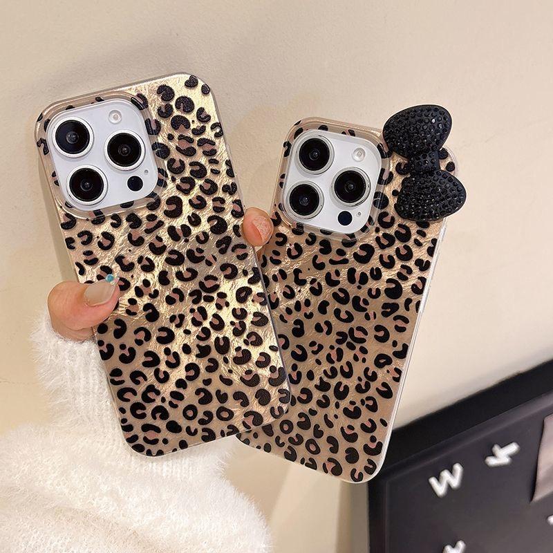 For Samsung Galaxy A17 A07 A56 A36 A16 A55 A35 A54 A14 A34 A13 A23 Leopard Blink Diamond Candy Bowknot Lustre Lining Phone Case