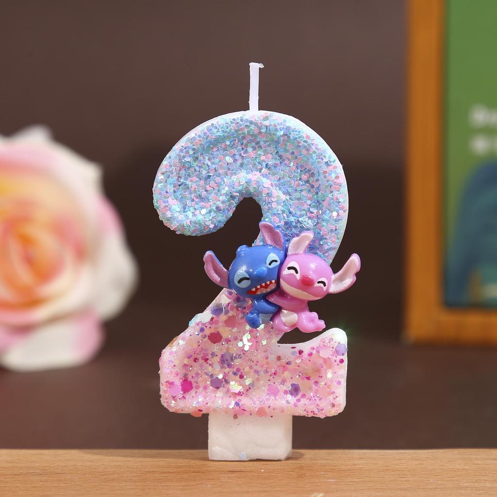 Creative Blue Stitch Digital Birthday Cake Candles - Cute and Festive
