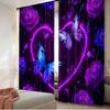 Flat Printing Window Drapes Glowing Butterflies Fantasy Digital Printed Polyester Family Party Use Event Curtains Set Of 2 Made