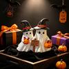 Wizard Hat Ghost Statues Halloween Figurine, Cute Spooky Resin Statue with Figurines for Desk Witch Table, Tiered Tray, Kitchen, Bedroom Decor
