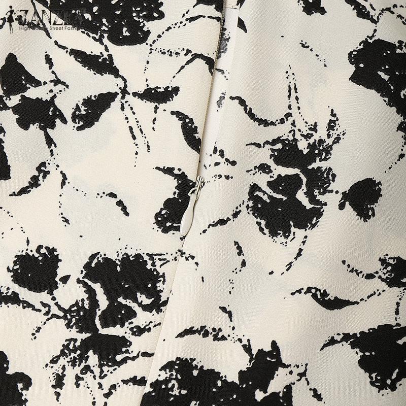 ZANZEA Women Summer Round Neck Holiday Casual Sleeveless Print Dress