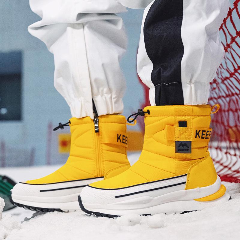 Women's Winter Snow Boots Plus Velvet Thickened Travel Warm Non-Slip Cotton Boots Mid-Tube Boots Cotton Shoes Casual Comfortable