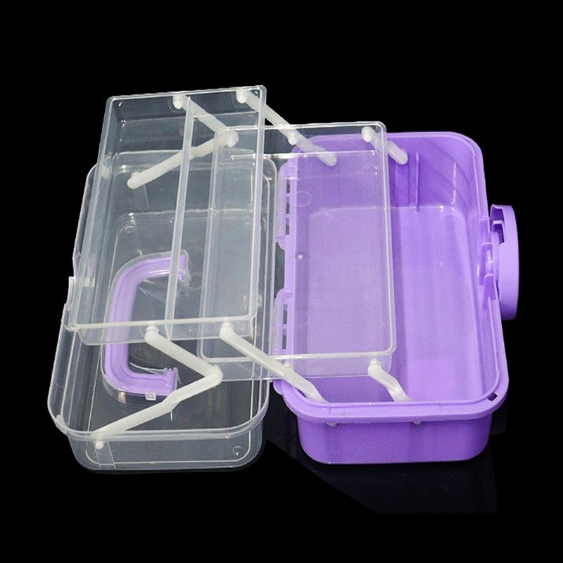 1Pc Children'S Hair Accessory Storage Box With Three Layers And Foldable Hand-Held Accessories Desktop Storage Box Nail Art Box