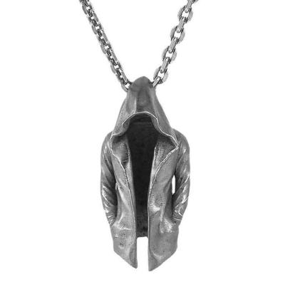 Stile retrò, mantello da assassino con vento scuro, pendente a vento, collana punk retrò, pendente alla moda per fidanzato