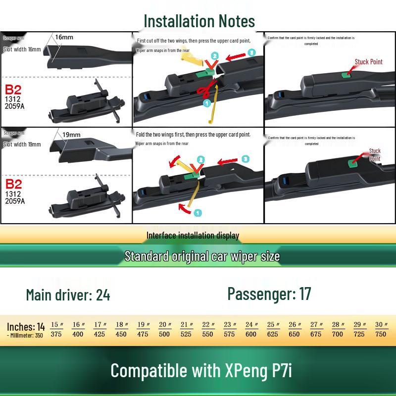 Multi-Functional Frameless Silent Wiper Blade for XPeng P7/i Cars