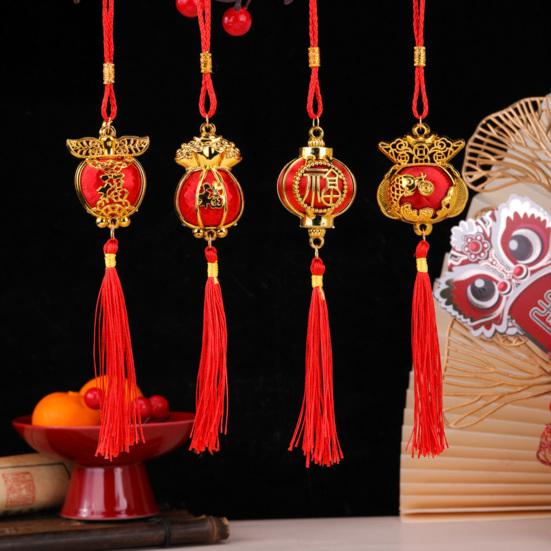 Red Lucky Hanging Lanterns Mini Chinese New Year Lantern Decoration with Tassel for Spring Festival Wedding Party Decor