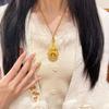 Color Preserved Diamond Studded Life's Four Beauties, Hollow Out Filigree, Rotating Gourd Pendant, Copper Gold Plated Gourd Pendant