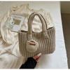 Borsa Intrecciata a Mano Monocolore alla Moda Elegante Borsa a Mano Lavorata a Maglia Fatta a Mano Grande Capacità Borsa a Mano all'Uncinetto Vintage per Uso Femminile