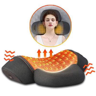 Cuscino elettrico per massaggio al collo, riscaldamento, vibrazione, massaggiatore per il collo, trazione cervicale, relax, supporto per la colonna vertebrale in memory foam