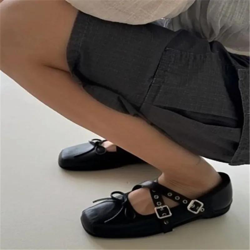 Fashion Belt Buckle Mary Jane Shoes 2025 New Bow Women's Singles