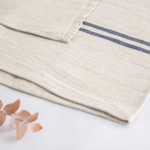 Sankara Table Runner, Scandinavian Modern, Stylish, Chic, 100% Linen, 230 X 33cm, Tablecloth, Table Center, Double Stripe X Navy