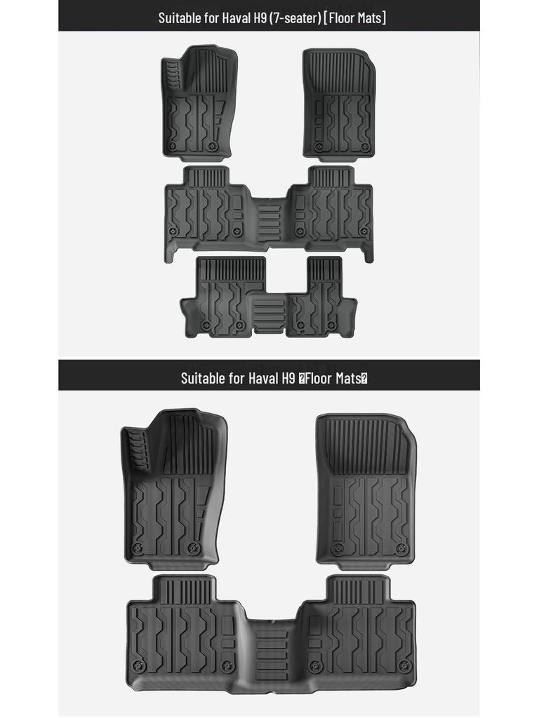 2024 Haval H9 TPE Floor & Trunk Mats with Seat Back Protection