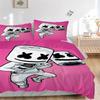 Marshmello Dj Cartoon Illustration Print 3Pcs Bedding Set,Duvet Cover with 2 Bedro,Pillowcase Home Birthday Gift