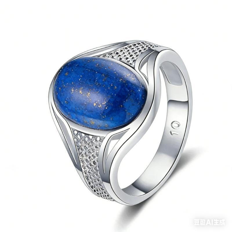 Lover's Vintage 10*14mm Bluesand Stone Ring for Women Men CopperPlated Oval Natural Gemstone Jewelry Party Anniversary Gift