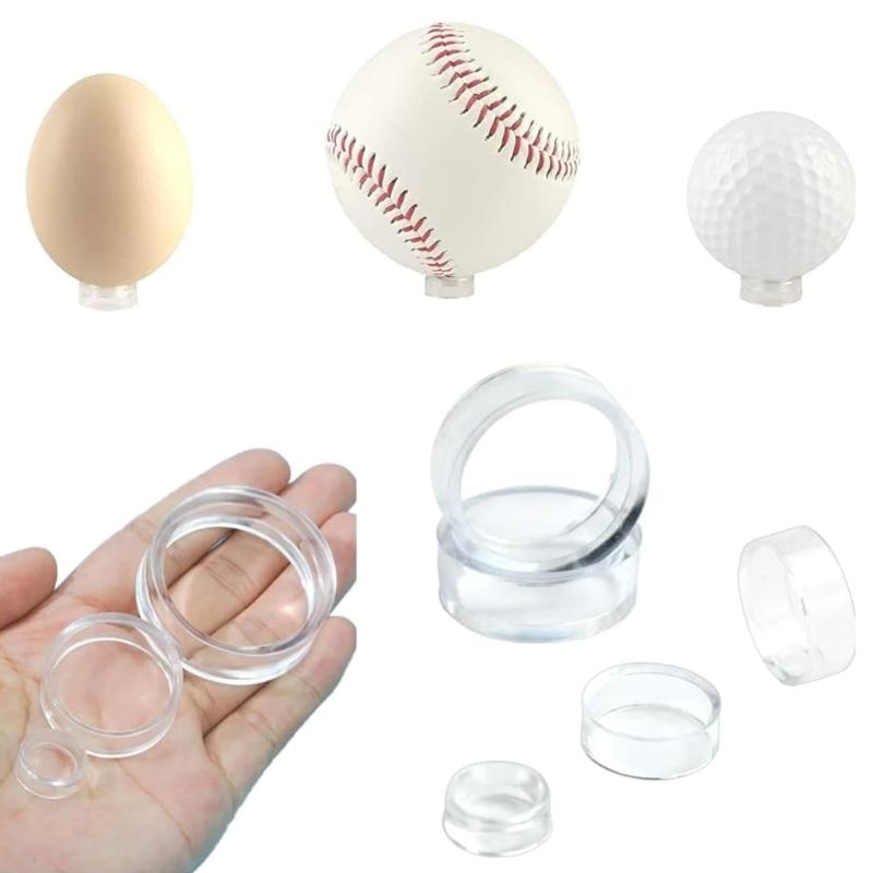 16Pcs Display Stands Clear Small Round Baseball Rings Stands Plastic Sphere Holder Clear Baseball Stand Holder Enduring