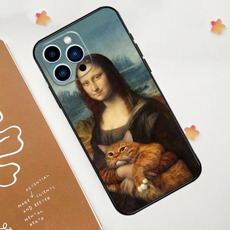 

Funny Cat Art Phone Case For iPhone 17 Pro Max 14 11 15 16 Pro Max 13 12 mini 16 Plus 16e 17 Air Funda iPhone 15 Pro
