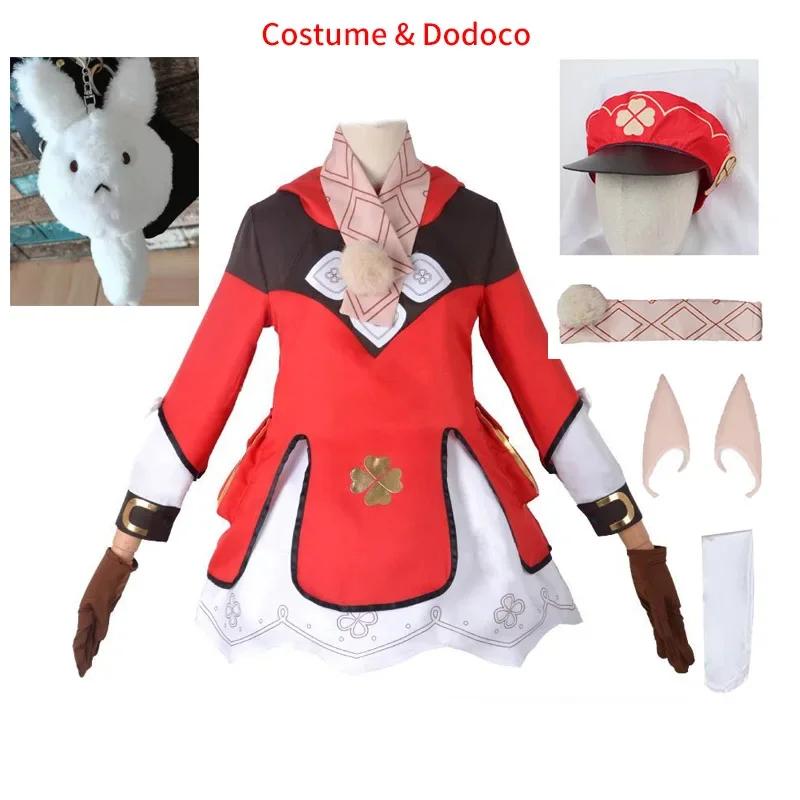 Game Impact Klee Cosplay Costume Wig With Hat Full Set Cute Loli Dress Klee Dodoco Backpack Bag For Kids Cosplay