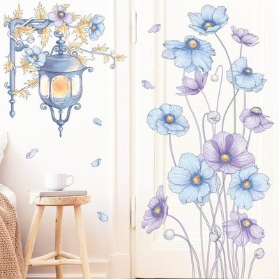 Creative Flowers Street Lamp Wall Stickers for Room Decor Bedroom Living Room Kids Room Wall Decoration Flowers Decals for Home