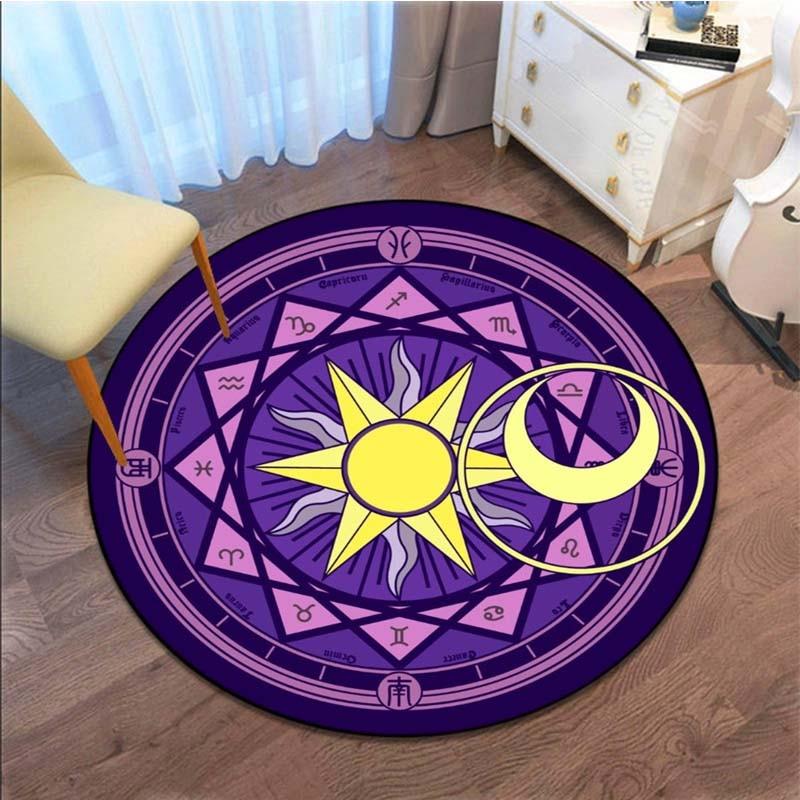 Cartoon Sakura Magic Captor Card Round Rug Magic Array Carpet Pink Carpet Doormat Antislip Plush Living Room Home Decar