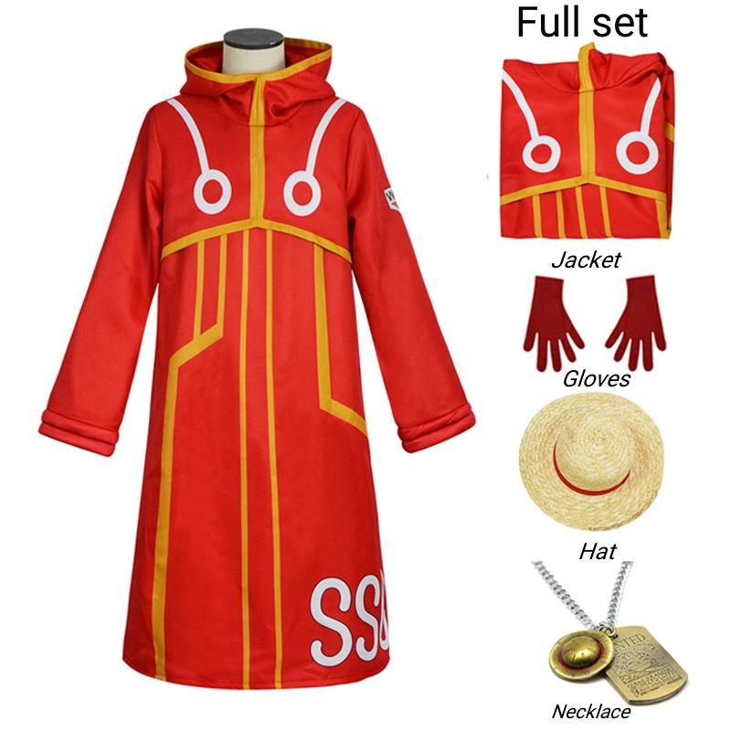 Egghead Island Kostüm Monkey D. Luffy Robe Cosplay Kostüm 163 Luffy Jacke Mantel Hut Outfit Halloween Anzug