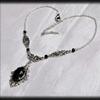 Victorian Gothic Rose Necklace with Black Glass Gemstone – Steampunk Witch Christmas Jewelry