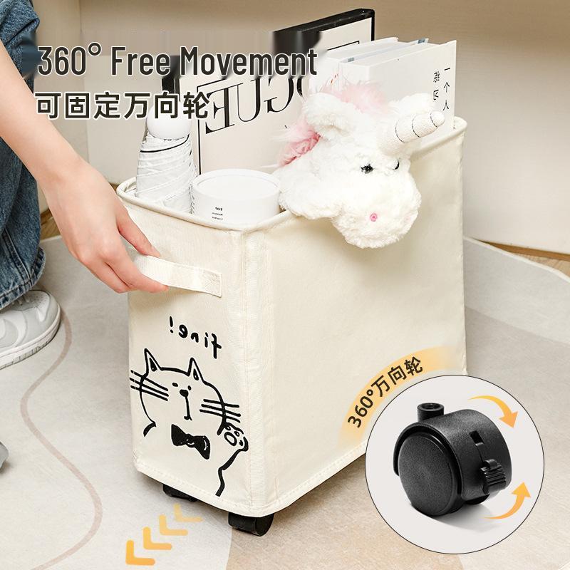Foldable Oxford Cloth Storage Basket with Wheels