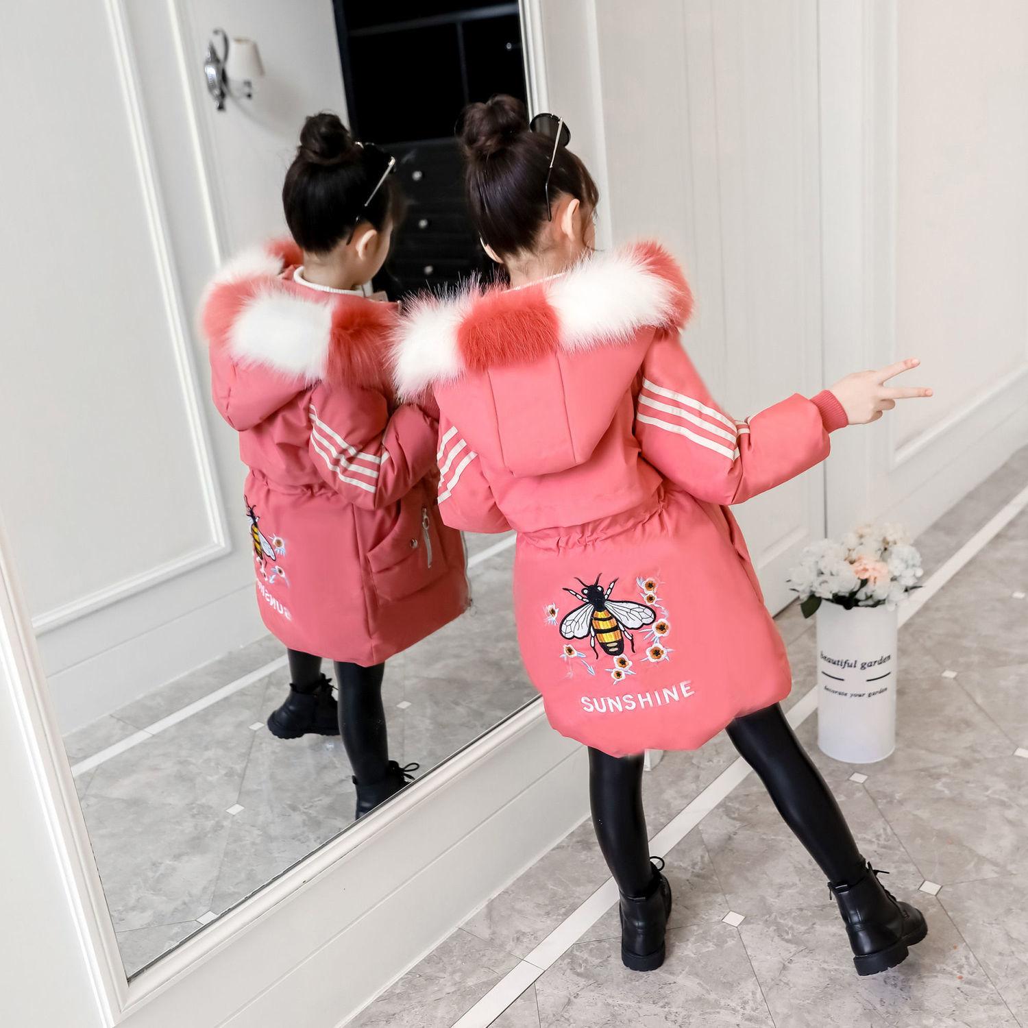 

Пальто для девочек из хлопка средней длины, зимнее пальто для девочек, детское плотное хлопковое пальто 160